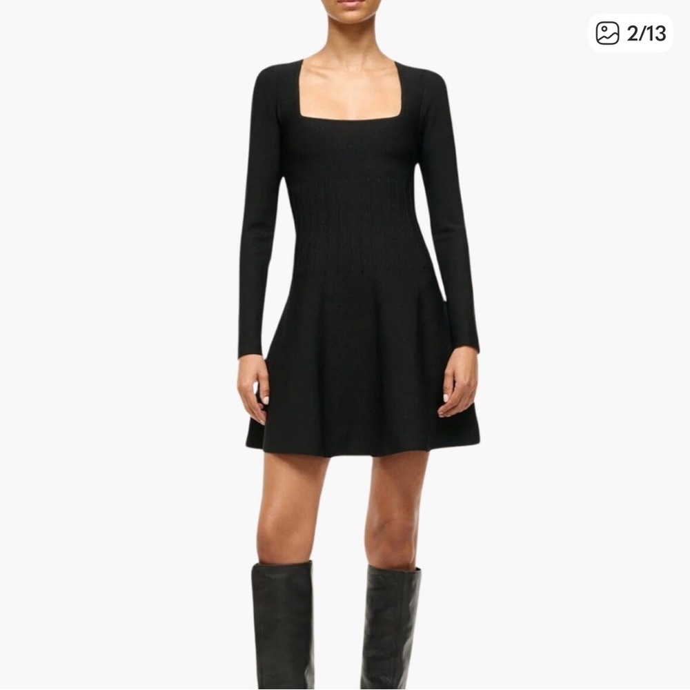STAUD Black Long Sleeve Dress